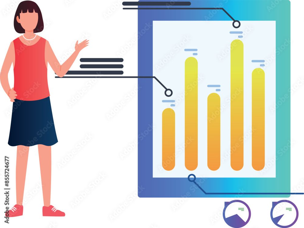 The girl is showing business chart. The girl is showing business chart.