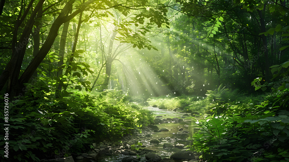 Obraz premium sun rays in the forest