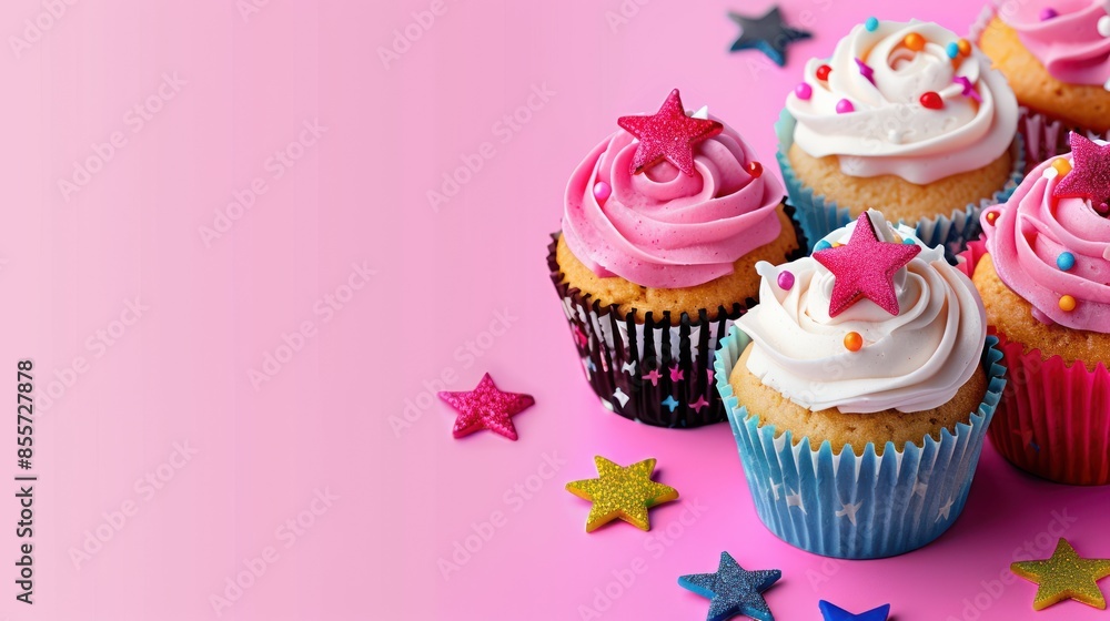 Festive Cupcakes with Pink and White Frosting Festive Cupcakes with Pink and White Frosting