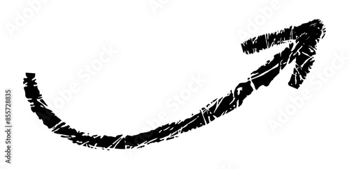 Hand drawn simple arrow drawn with wax crayon, chalk or charcoal. Uneven dry texture for underlining highlighting. Pencil drawn lines, strikethrough, grungy vector isolated on white