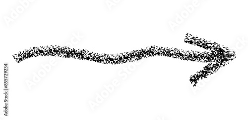 Hand drawn simple arrow drawn with wax crayon, chalk or charcoal. Uneven dry texture for underlining highlighting. Pencil drawn lines, strikethrough, grungy vector isolated on white