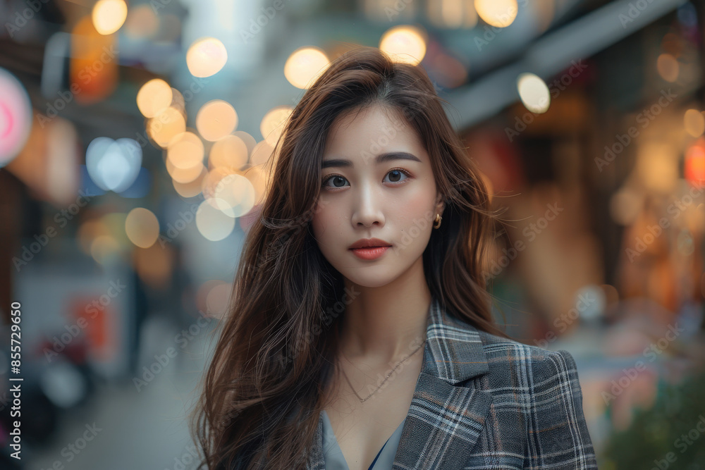 Portrait of a Woman in Street Lights at Dusk Portrait of a Woman in Street Lights at Dusk