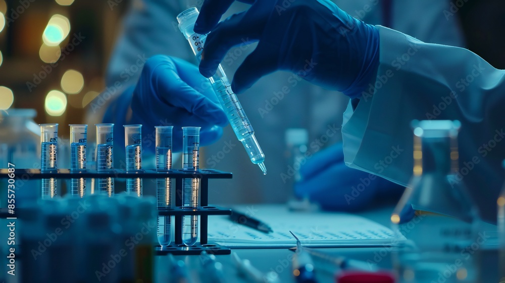 DNA sample preparation, doctora??s meticulous work. DNA sample preparation, doctora??s meticulous work.