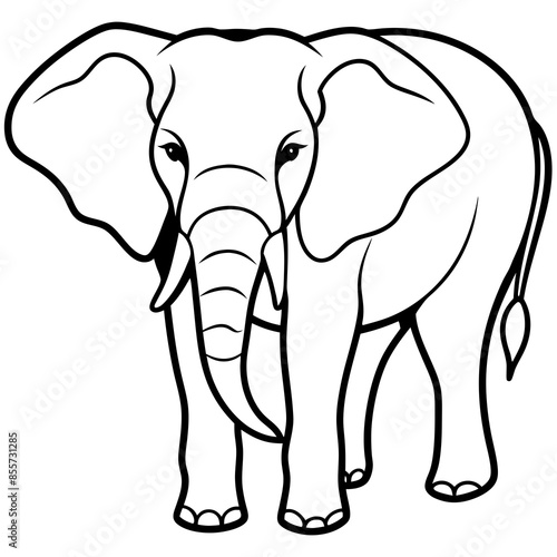 Asian elephant and African elephant vector line art and silhouette illustration