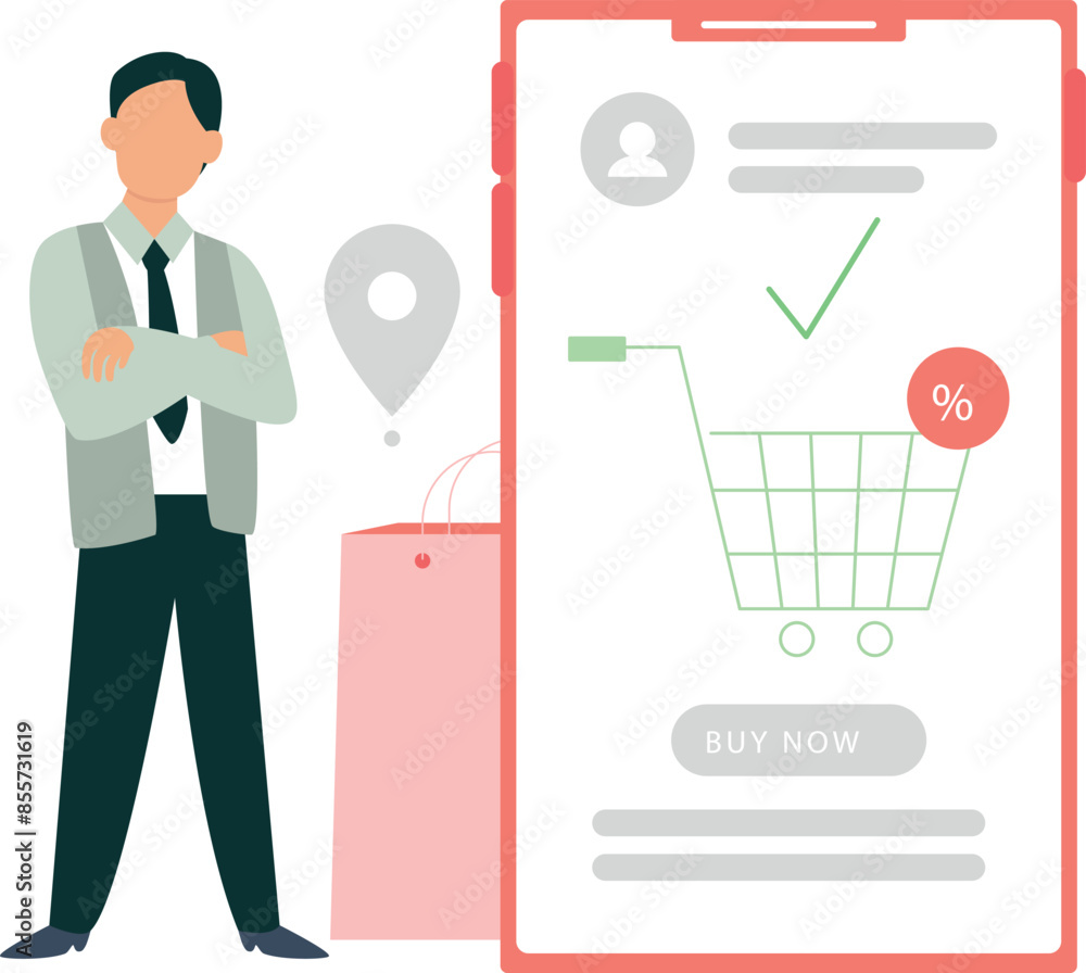 The boy is showing purchase on mobile. The boy is showing purchase on mobile.