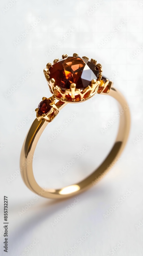 garnet ring minimalistic in a white background garnet ring minimalistic in a white background