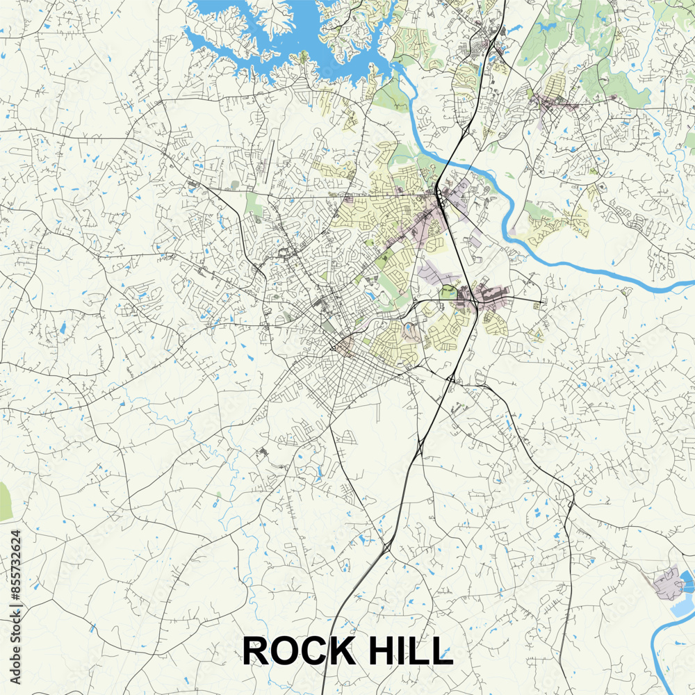 Rock Hill, South Carolina, USA map poster art Rock Hill, South Carolina, USA map poster art