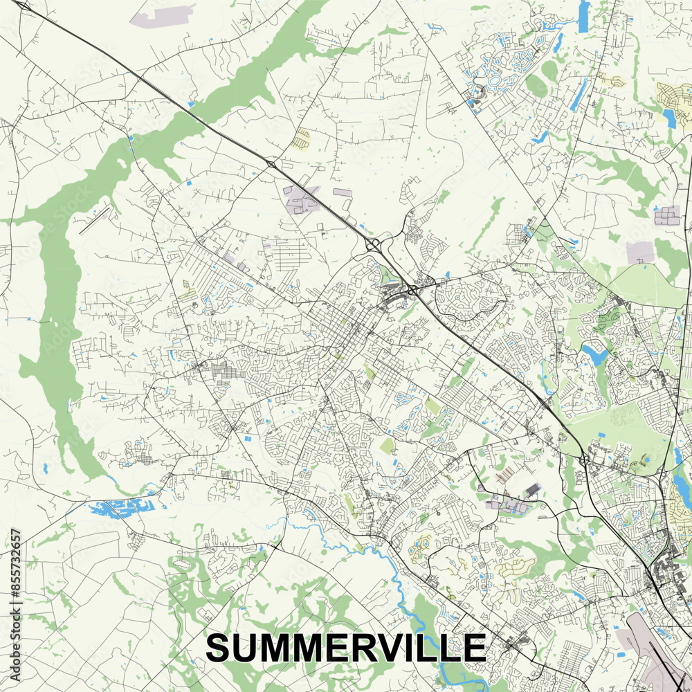 Obraz premium Summerville, South Carolina, USA map poster art