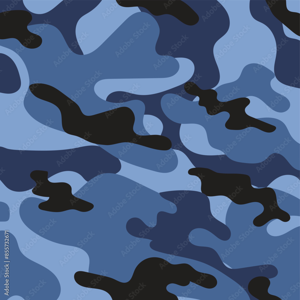 Blue military camouflage vector seamless print Blue military camouflage vector seamless print