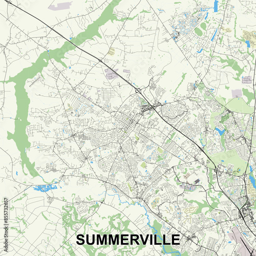 Summerville, South Carolina, USA map poster art