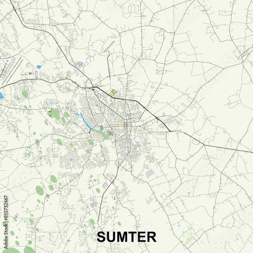 Wallpaper Mural Sumter, South Carolina, USA map poster art Torontodigital.ca