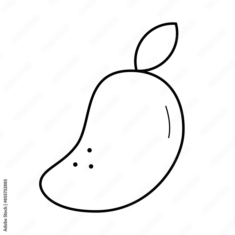 Mango linear vector icon isolated on white background, Outline mango fruit with a leaf, simple black and white svg icon Mango linear vector icon isolated on white background, Outline mango fruit with a leaf, simple black and white svg icon