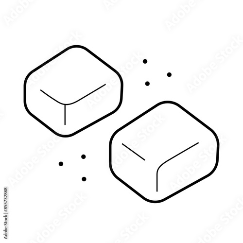 Salted caramel candies linear vector icon isolated on white background, Outline whole coconut svg symbol, simple black and white icon