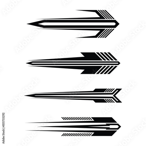 Set of racing geometry striped car wrap decal