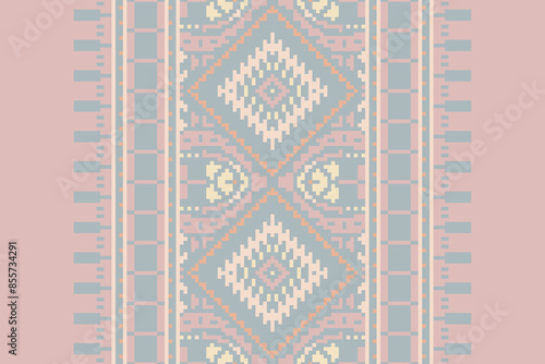 Seamless geometric ethnic asian oriental and tradition pattern design for texture and background. Silk and fabric pattern decoration for carpet, clothing, wrapping and wallpaper