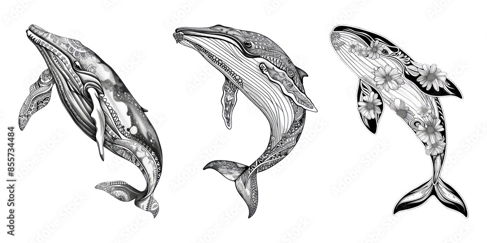 Drawing whale full body set Drawing whale full body set