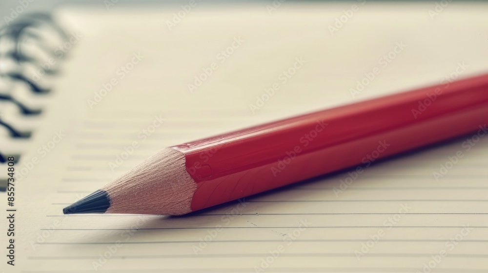 Red pencil unlocks diary Glider notes ideas on blank paper Red pencil unlocks diary Glider notes ideas on blank paper