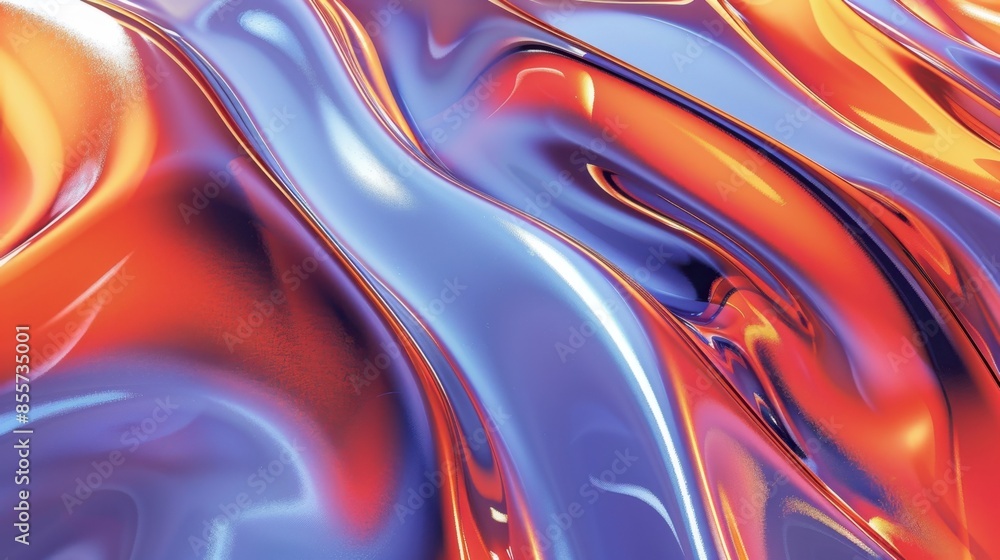 Obraz premium Abstract Wavy Pattern in Orange and Blue