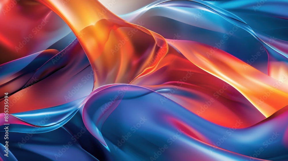 Naklejka premium Abstract Liquid Swirls of Orange, Red, and Blue