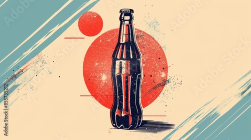 Retro Soda Bottle Art with Red Circle

