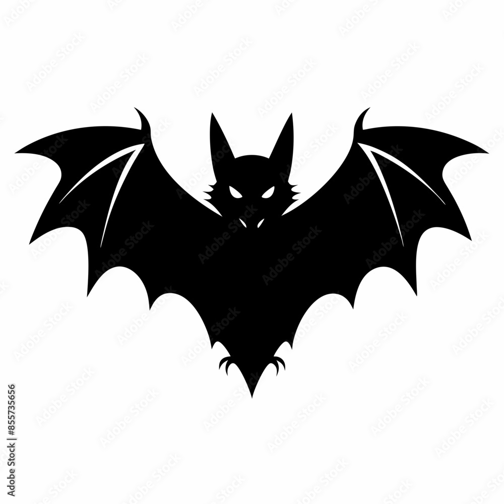 Silhouette Bat Vector Illustration Isolated on White Background Silhouette Bat Vector Illustration Isolated on White Background