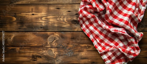 Checkered towel on wooden t...