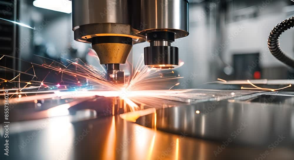 Laser welding robot with sparks. Laser welding robotics concept Laser welding robot with sparks. Laser welding robotics concept