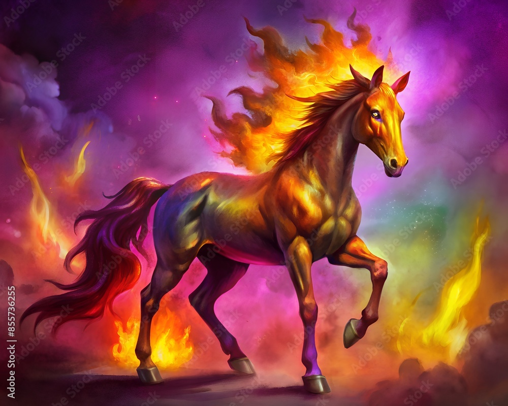 demon horse. flaming background demon horse. flaming background