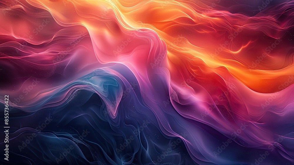 Obraz premium Colorful abstract fluid art with flowing shades of pink, orange, and blue, perfect for modern design and creative inspiration