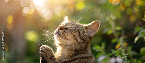 Cat sitting in the sun and ...