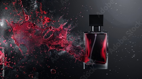 Modern Black Friday advertisement poster with dynamic and realistic perfume designs presented in graphic style against a sleek black background