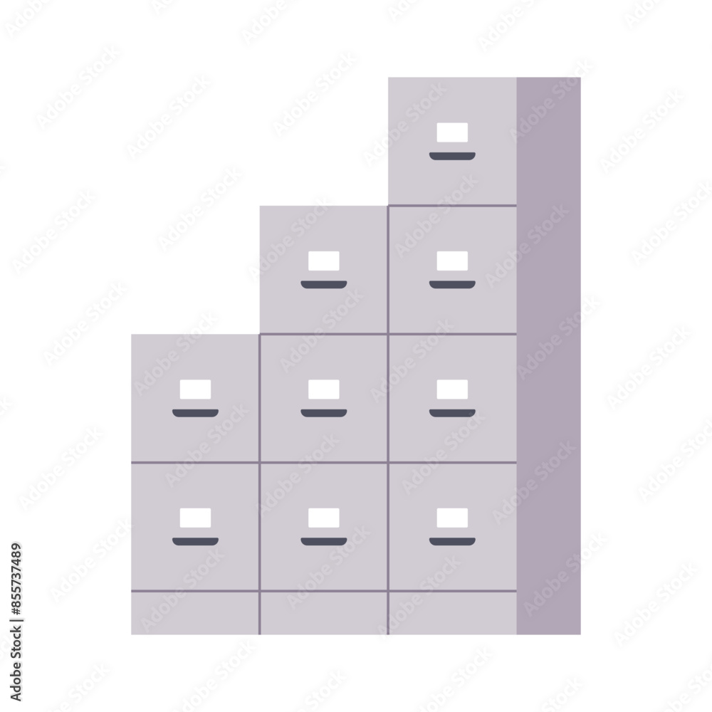 Office wall of filing cabinet, office furniture for document storage, documents data archive storage business administration, business archive, confidential data management flat vector illustration.
Office wall of filing cabinet, office furniture for document storage, documents data archive storage business administration, business archive, confidential data management flat vector illustration.
