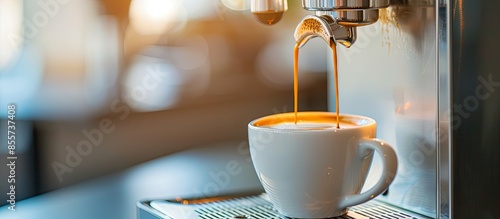 Modern espresso machine pou...
