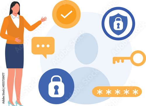 A girl is telling about password security.