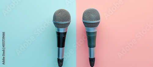 Two silver microphones isol...