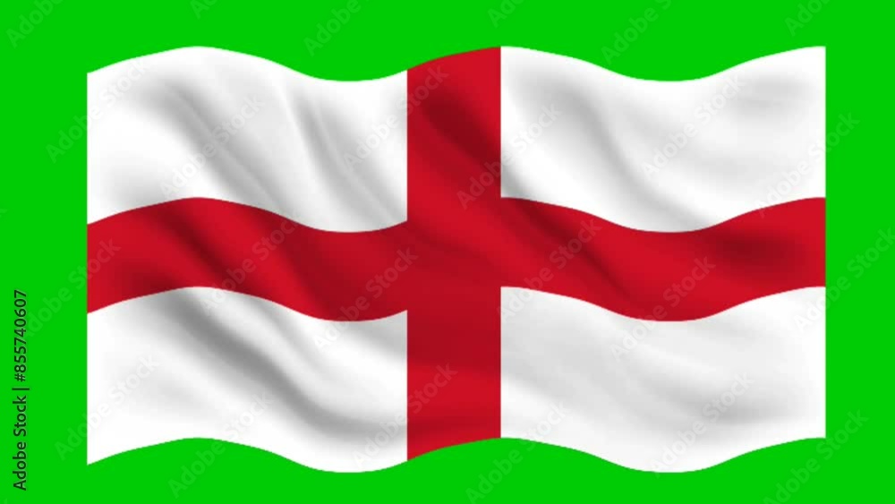 England Waving Flag isolated on green Background England Waving Flag isolated on green Background