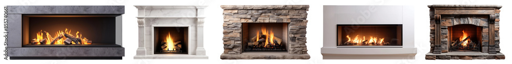 Fototapeta premium Fireplace home interior design set