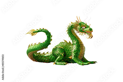 A fierce green dragon with intricate scales and sharp claws, isolated on a transparent background, ideal for fantasy-themed designs, mythical illustrations, and adventure graphics.