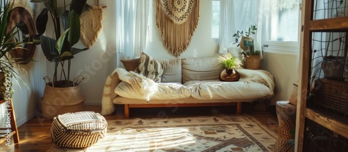 Living room with boho decor...