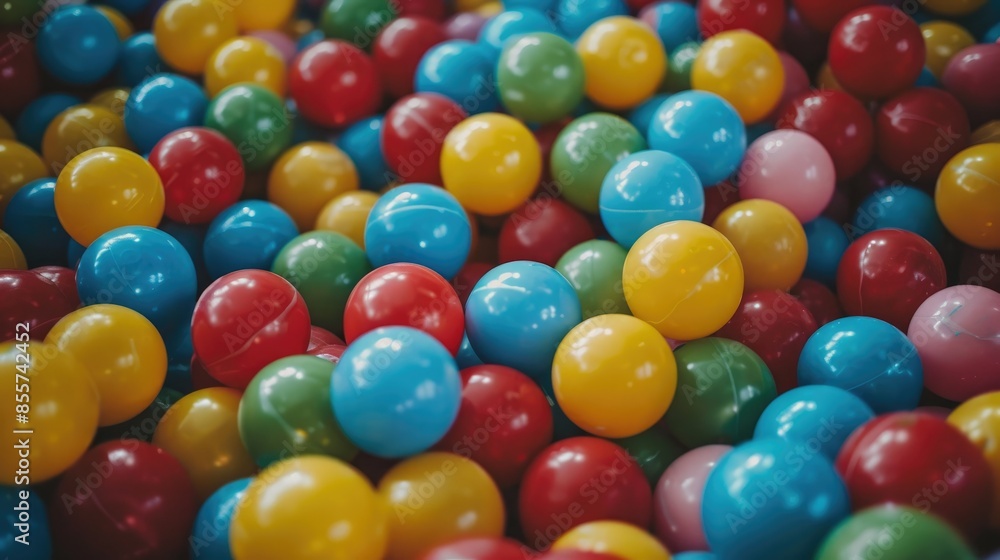 Colorful plastic balls in game center from above A place to mimic Colorful plastic balls in game center from above A place to mimic