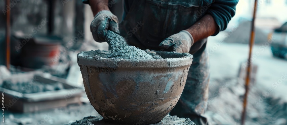 custom made wallpaper toronto digitalCement mixing by hand. construction work. with copy space image. Place for adding text or design