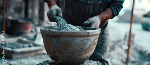 Wallpaper Mural Cement mixing by hand. construction work. with copy space image. Place for adding text or design Torontodigital.ca