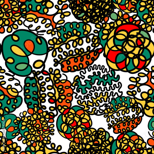 Doodle seamless pattern. hand drawing. Not AI. Vector illustration.
