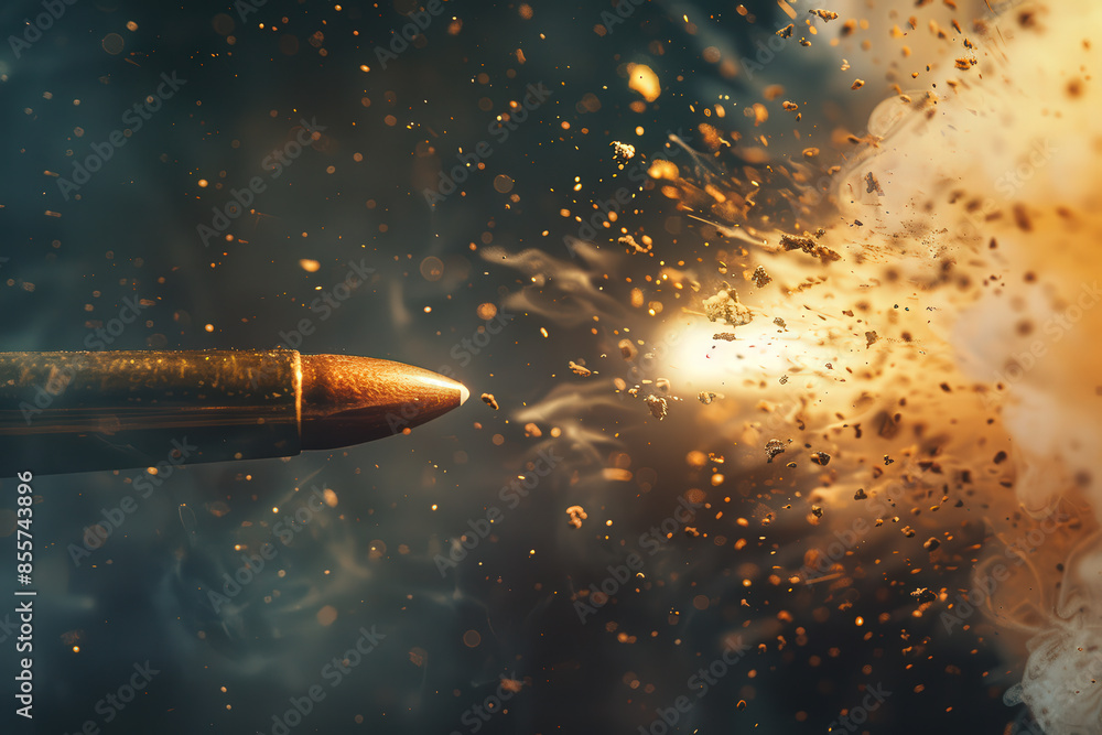 Bullet in Motion with Explosive Fire Bullet in Motion with Explosive Fire