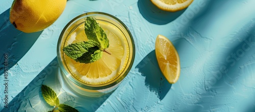 Banner. Lemonade on blue ba...