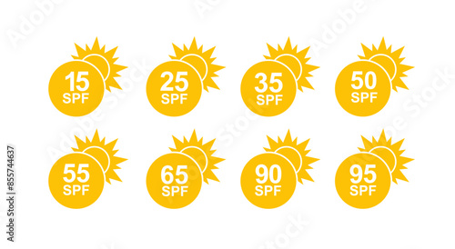 SPF 50 icon. Sun protection for skin. UVA UVB sunscreen protection. SPF icon for or skin cosmetics packaging. Vector