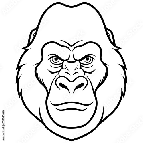 Gorilla Head Vector Line Art and Linocut Illustration. Detailed gorilla head vector line art and linocut illustration for digital download.