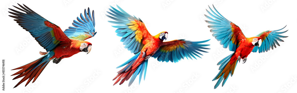 Obraz premium Macaw parrot flying bird set