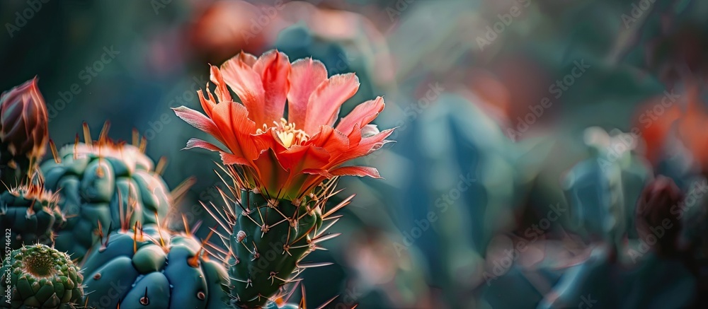 cactus flower at house garden. with copy space image. Place for adding text or design