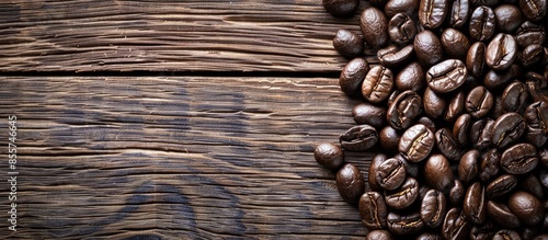 Coffee beans. On a wooden b...